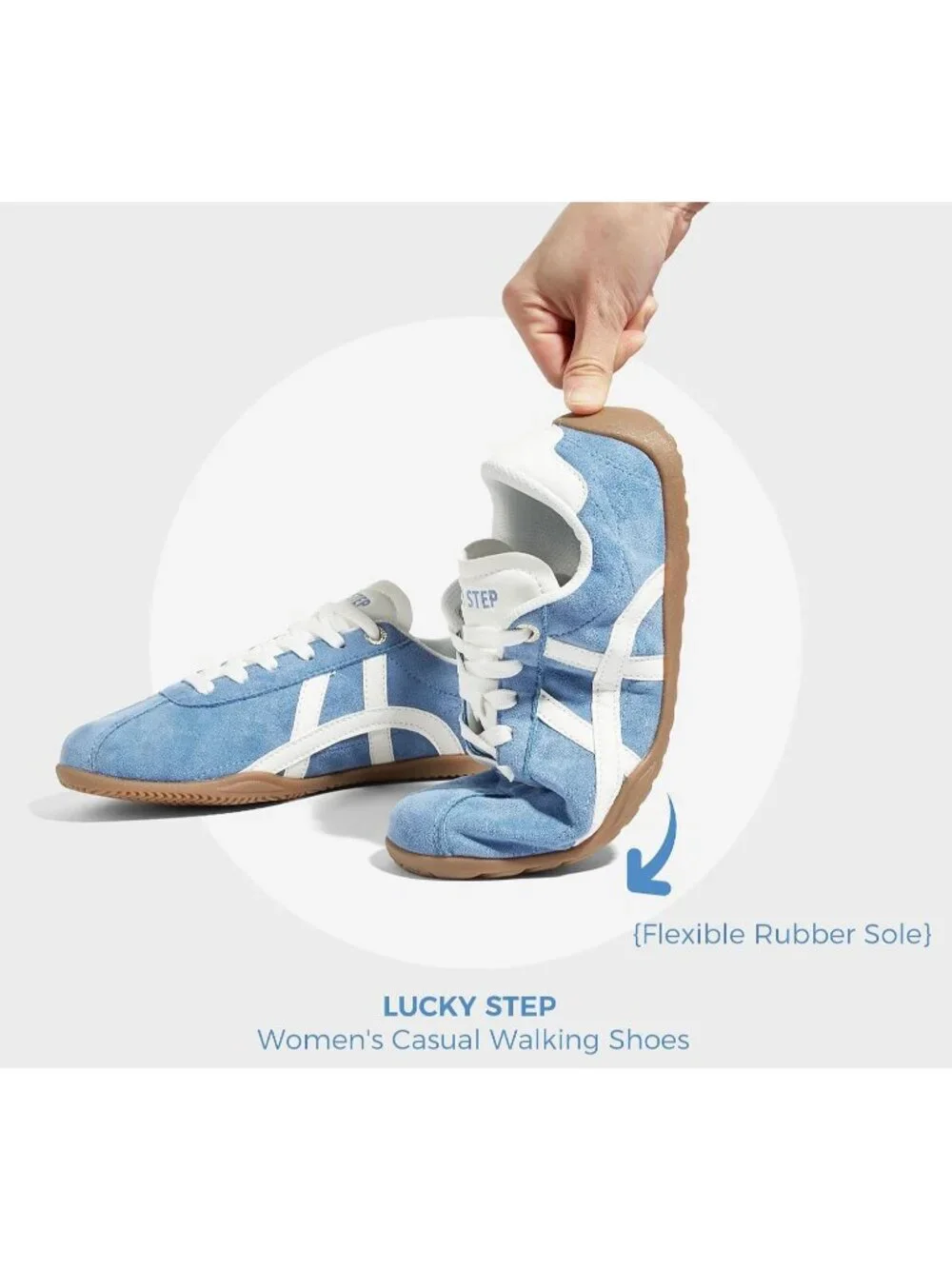 Women's Blue/White Lightweight Trendy Fashion Thin Sole Walking Stylish Sneaker